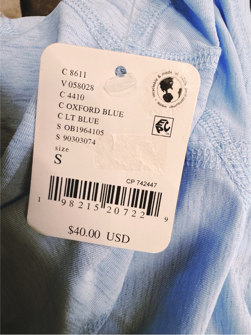 Free People Movement Silver Lining Tempo Tank in Oxford Blue, Size Small - Picture 9 of 9